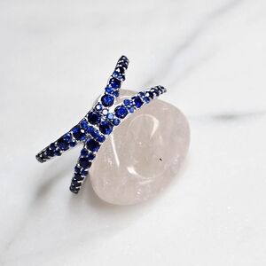 🌻Deep Sapphire Blue Cz and Sterling Silver Women's Ring Size 6